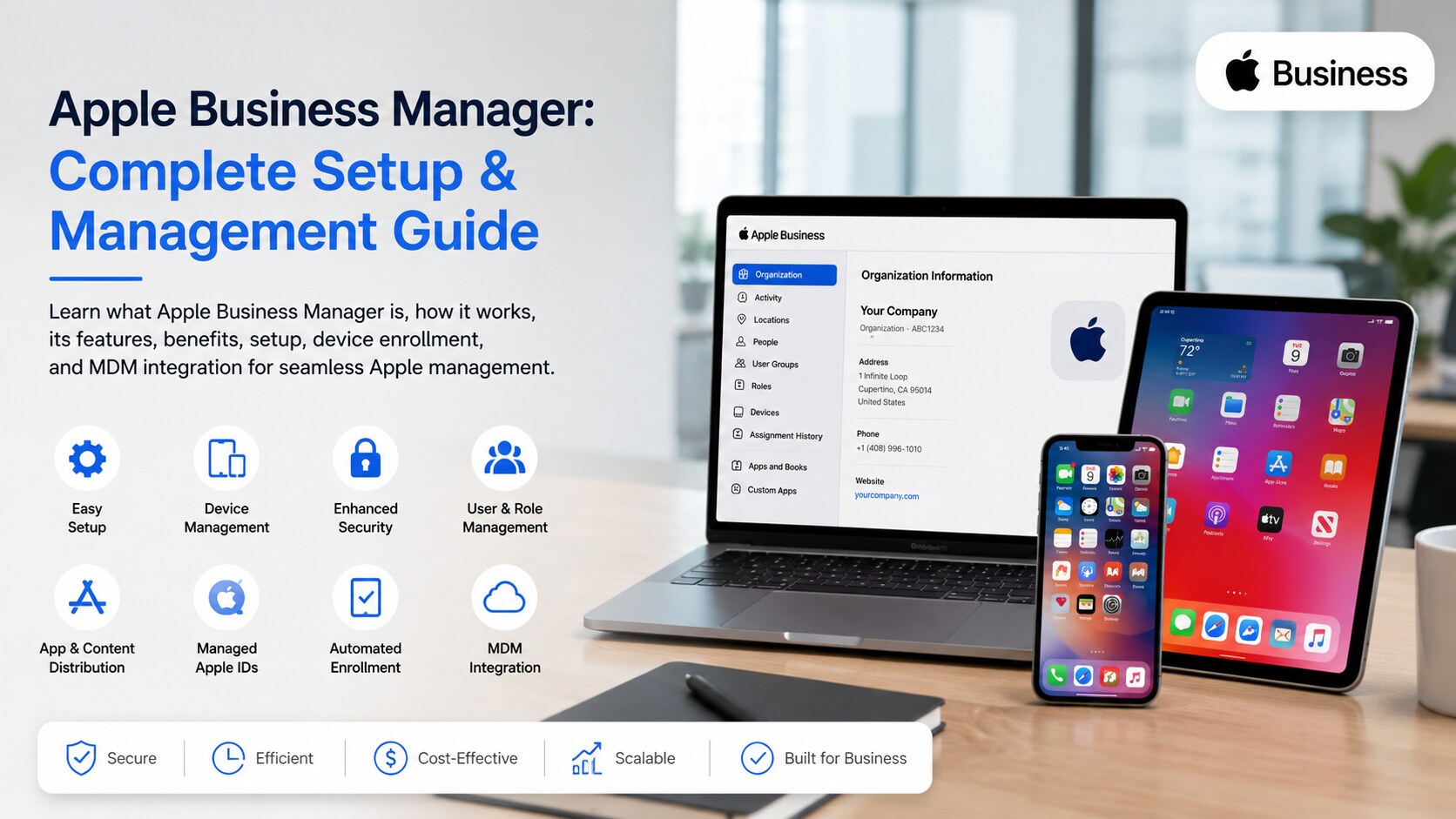 Apple Business Manager on Apple devices for business management.